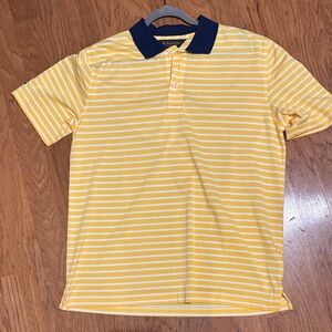 Brooks brothers Men's Polo Shirt with Yellow and White Stripes